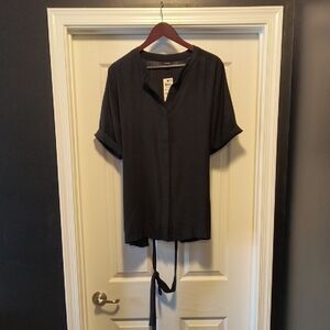 Alfani Black Women's Blouse with Tie Detail XXL